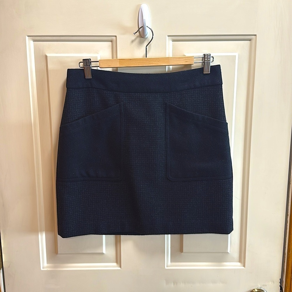 J. Crew Retro Wool Blend Classic Black Mini Skirt size 4